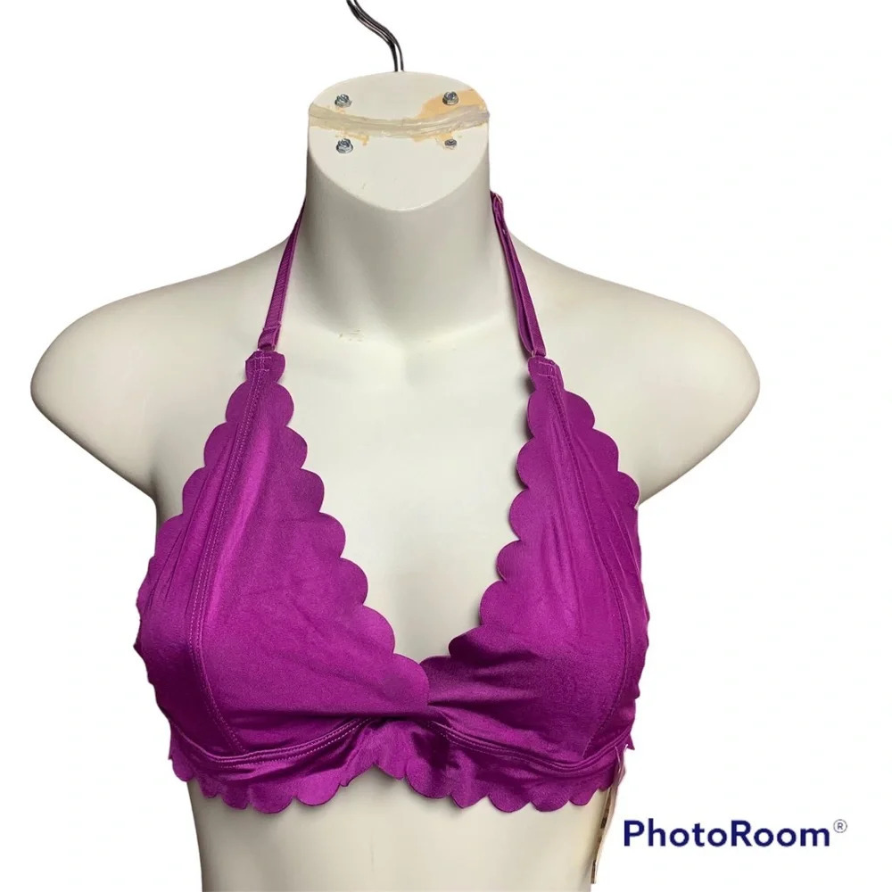 Live Love Dream stretch bra size large purple color halter neck NWT